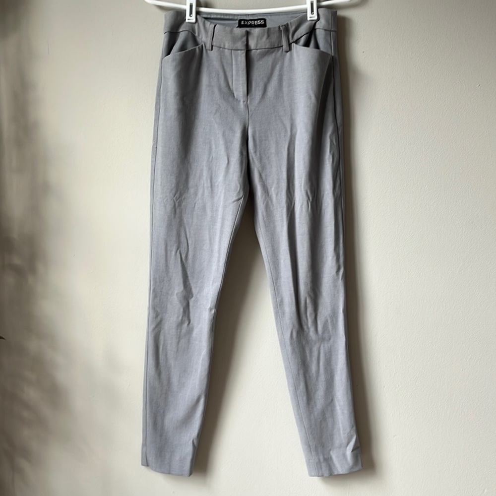 Express Gray Skinny Mid-Rise Dress Pants
